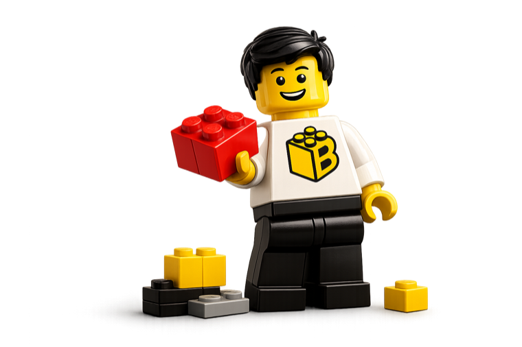 Bricklane mascot holding a brick